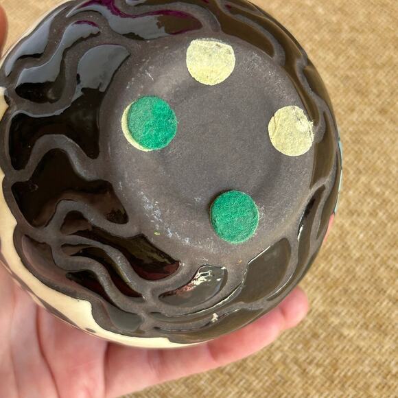 Handmade Ceramic Art Pottery Vase Round Studio Pottery Modernist 4" - Picture 7 of 8